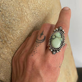 Celestial Poseidon Variscite Ring- Size 8.25- Hand Stamped Sterling Silver