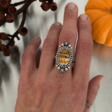 Montana Agate Celestial Ring- Size 9.5- Hand Stamped Sterling Silver