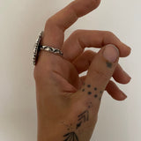 Montana Agate Celestial Ring- Size 9.5- Hand Stamped Sterling Silver