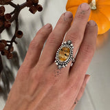 Montana Agate Celestial Ring- Size 9.5- Hand Stamped Sterling Silver