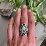Celestial Poseidon Variscite Ring- Size 9- Hand Stamped Sterling Silver