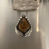 Large Leafy Fossilized Ammonite Ring or Pendant- Sterling Silver - Finished to Size