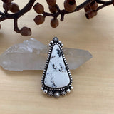 Large White Buffalo Celestial Ring or Pendant- Sterling Silver- Finished to Size