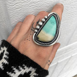 Blue Opal Petrified Wood Ring or Pendant- Sterling Silver and Indonesian Opalized Petrified Wood- Finished to Size