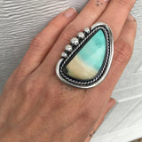 Blue Opal Petrified Wood Ring or Pendant- Sterling Silver and Indonesian Opalized Petrified Wood- Finished to Size