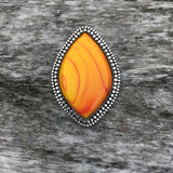 Huge Rosarita Ring- Sterling Silver and Orange Rosarita- Finished to Size