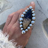 Huge Petrified Palm Root Bubble Ring or Pendant- Sterling Silver- Finished to Size