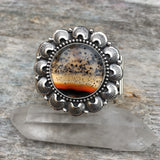 Huge Overlay Montana Agate Cuff- Sterling Silver and Montana Agate Statement Cuff