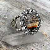 Huge Overlay Montana Agate Cuff- Sterling Silver and Montana Agate Statement Cuff