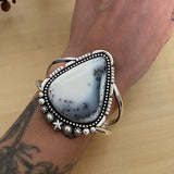 Huge Dendritic Opal Celestial Cuff- Sterling Silver and Dendritic Opal Bracelet- Size M/L