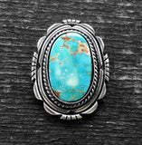 Large Royston Turquoise Ring- Sterling Silver and Natural Turquoise- Finished to Size