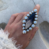 Large Petrified Palm Root Bubble Ring or Pendant- Sterling Silver- Finished to Size