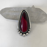 Teardrop Rosarita Ring- Sterling Silver and Red Rosarita- Finished to Size or as a Pendant