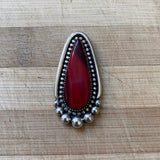 Teardrop Rosarita Ring- Sterling Silver and Red Rosarita- Finished to Size or as a Pendant