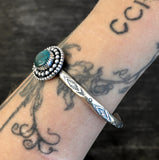 Stamped Turquoise Stacker Cuff- Sonoran Turquoise and Sterling Silver Bracelet- Size M/L