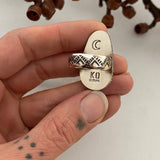 Chunky Turquoise Ring- Size 7- Hand Stamped Sterling Silver and Royston Turquoise