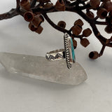 Chunky Turquoise Ring- Size 7- Hand Stamped Sterling Silver and Royston Turquoise