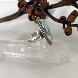 Chunky Turquoise Ring- Size 6- Hand Stamped Sterling Silver and Turquoise Mountain Turquoise