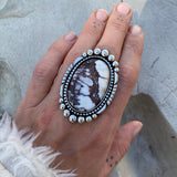Large Wild Horse Statement Ring or Pendant- Sterling Silver and Wild Horse Magnesite- Finished to Size