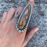 Large Laguna Agate Talon Ring or Pendant- Sterling Silver and Lace Agate- Finished to Size