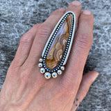 Large Laguna Agate Talon Ring or Pendant- Sterling Silver and Lace Agate- Finished to Size