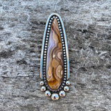 Large Laguna Agate Talon Ring or Pendant- Sterling Silver and Lace Agate- Finished to Size