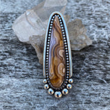 Large Laguna Agate Talon Ring or Pendant- Sterling Silver and Lace Agate- Finished to Size