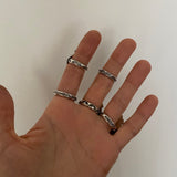 Montana Agate Celestial Ring- Size 8.5- Hand Stamped Sterling Silver