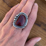 Red Alunite Celestial Ring- Sterling Silver and Red Alunite Finished to Size or as a Pendant