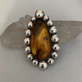 Large Amber Bubble Ring- Sterling Silver and Mayan Amber - Finished to Size