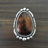 Large Amber Statement Ring- Sterling Silver and Mayan Amber - Finished to Size