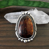 Large Amber Statement Ring- Sterling Silver and Mayan Amber - Finished to Size