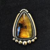 Large Amber Ring- Sterling Silver and Mayan Amber- Finished to Size