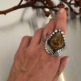 Large Leafy Fossilized Ammonite Ring or Pendant- Sterling Silver - Finished to Size