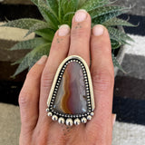 Large Agate Arch Ring or Pendant- Sterling Silver and Agua Nueva Agate- Finished to Size