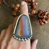 Large Agate Arch Ring or Pendant- Sterling Silver and Agua Nueva Agate- Finished to Size