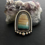 Blue Opal Petrified Wood Ring or Pendant- Sterling Silver and Indonesian Opalized Wood- Finished to Size