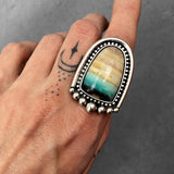 Blue Opal Petrified Wood Ring or Pendant- Sterling Silver and Indonesian Opalized Wood- Finished to Size