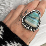 Blue Opal Petrified Wood Ring or Pendant- Sterling Silver and Indonesian Opalized Petrified Wood- Finished to Size