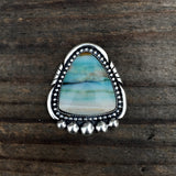 Blue Opal Petrified Wood Ring or Pendant- Sterling Silver and Indonesian Opalized Petrified Wood- Finished to Size