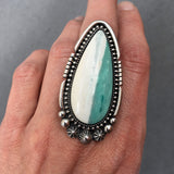 Large Celestial Blue Opal Petrified Wood Ring or Pendant- Sterling Silver and Indonesian Opalized Wood- Finished to Size
