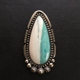Large Celestial Blue Opal Petrified Wood Ring or Pendant- Sterling Silver and Indonesian Opalized Wood- Finished to Size