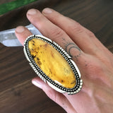 Huge Amber Ring- Sterling Silver and Mayan Amber - Finished to Size