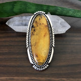 Huge Amber Ring- Sterling Silver and Mayan Amber - Finished to Size