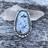 Huge White Buffalo Statement Ring- Sterling Silver and White Buffalo- Finished to Size or as a Pendant