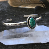 Stamped Turquoise Stacker Cuff- Royston Turquoise and Sterling Silver Bracelet- Size L/XL