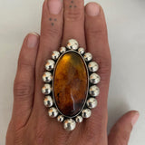 Huge Amber Bubble Ring- Sterling Silver and Mayan Amber - Finished to Size