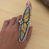 Huge Two-Stone Bumble Bee Jasper Ring- Sterling Silver and Bumblebee Jasper- Finished to Size