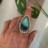 Endless Summer Teardrop Ring or Pendant- Sterling Silver and Blue Opal Petrified Wood- Finished to Size