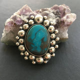 Large Bisbee Super Bubble Ring or Pendant- Sterling Silver and Bisbee Turquoise- Finished to Size